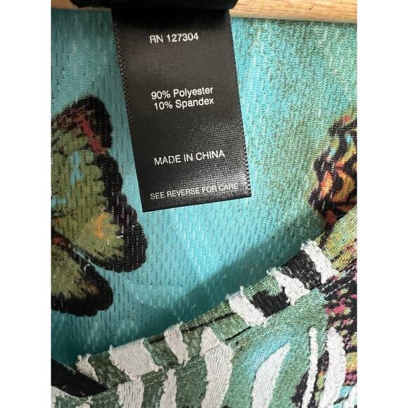 Ali Miles Abstract Butterfly Knit Top Large Swirls 3/4 Flare Sleeves - Picture 3 of 5